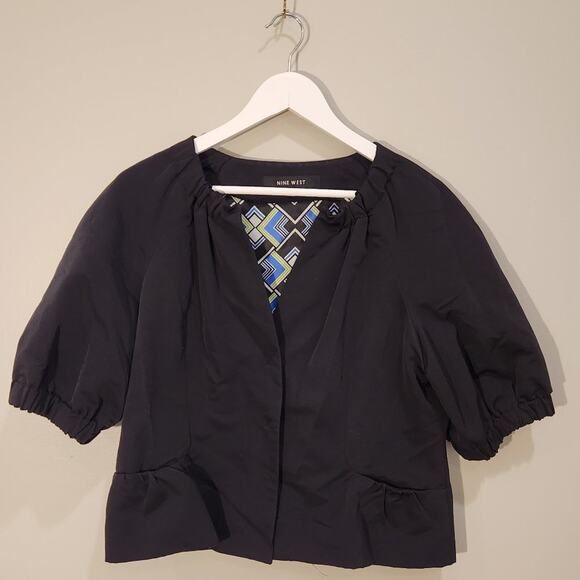 Nine West Black puff sleeve cropped blazer - Picture 1 of 4